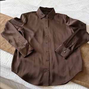 Quince Silk Blouse in Brown - Size S